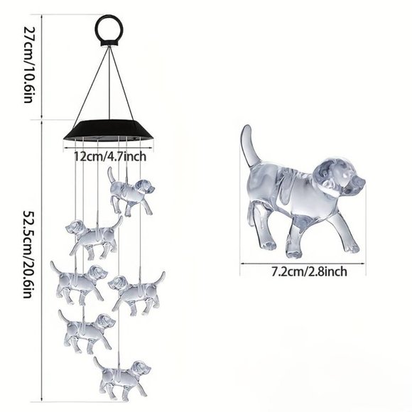 JOBOSI Dog Crystal String Lights Solar Windchimes - Picture 3 of 4